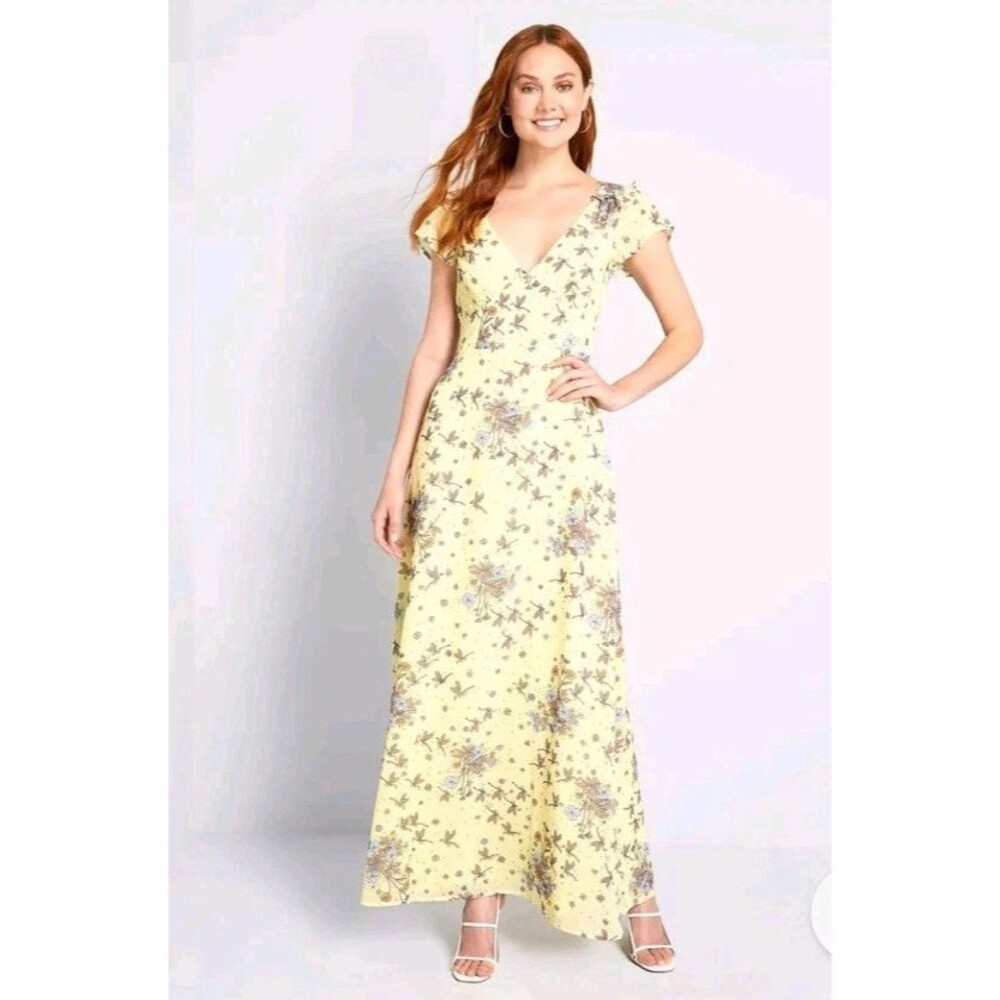 ModCloth You're Flowing Places Maxi Dress $129 Yellow Floral Lined Size 0 NWT